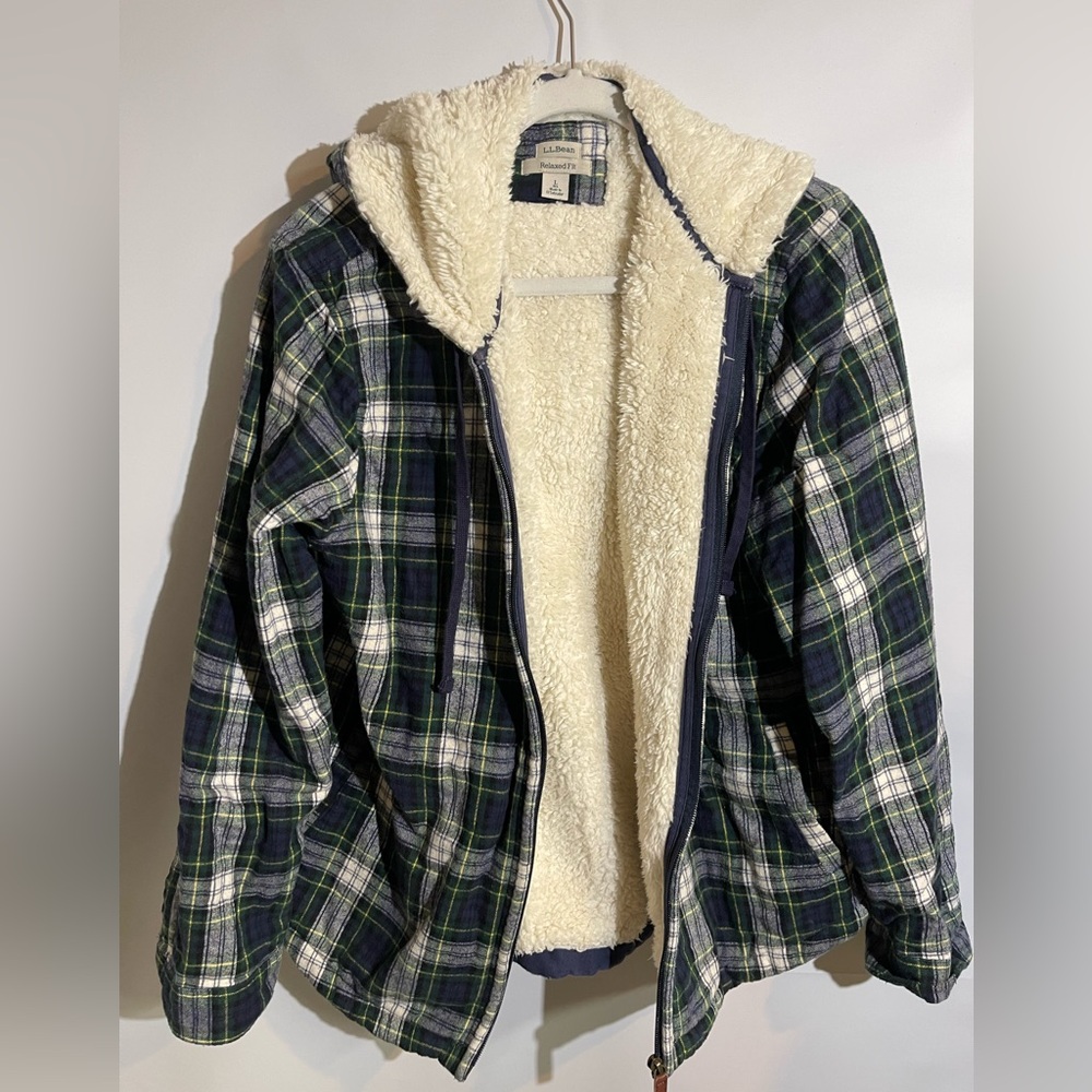 L.L. Bean Navy and Cream Sherpa Jacket